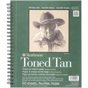 Picture of Strathmore Series 400 Spiral Paper Pad 9"x12" - Sketch, Toned Tan  