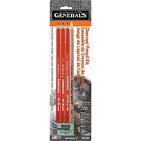 Εικόνα του General's Charcoal Pencil Kit - Σετ Μολυβια Μαύρο & Λευκό Καρβουνο, 5τμχ
