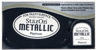 Εικόνα του StazOn Opaque Solvent Ink Kit Μεταλλικό Μελάνι & Ανταλλακτικό Για Ημιπορώδεις Και Μη Πορώδεις Επιφάνειες - Platinum, 4τεμ.