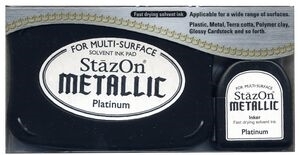 Picture of StazOn Opaque Solvent Ink Kit Μεταλλικό Μελάνι & Ανταλλακτικό Για Ημιπορώδεις Και Μη Πορώδεις Επιφάνειες - Platinum, 4τεμ.