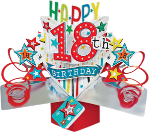 Picture of Pop Ups Greeting Cards - 18th Birthday (Stars)
