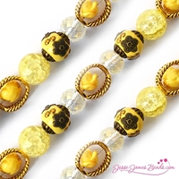 Εικόνα του Design Elements Glass Bead Strands Κορδόνι με Γυάλινες Χάντρες -  Primrose Yellow