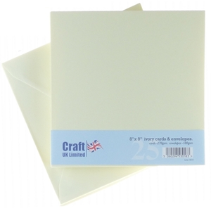 Picture of Craft UK Square Cards & Envelopes - Τετράγωνες Κάρτες και Φάκελοι-  Ivory, σετ 50 τμχ.