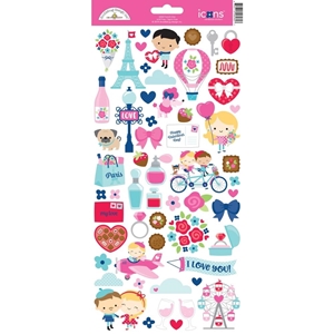 Picture of Doodlebug Mini Cardstock Stickers - Αυτοκόλλητα French Kiss Icons