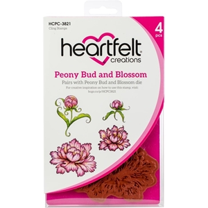 Picture of Heartfelt Creations Set Cling Rubber Stamps - Peony Bud & Blossom, 4pcs