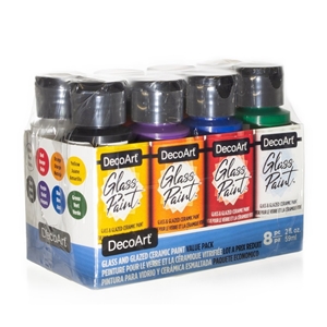 Picture of DecoArt Glass Paint Value Pack - Ακρυλικά Χρώματα για Γυαλί & Πορσελάνη, Σετ 8τμχ