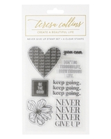 Εικόνα του Teresa Collins Clear Stamp Set-  Σετ Σφραγίδες - Never Give Up, 6 τεμ.
