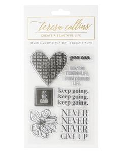 Picture of Teresa Collins Clear Stamp Set-  Σετ Σφραγίδες - Never Give Up, 6 τεμ.
