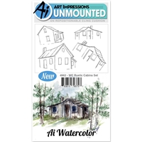 Picture of Art Impressions Watercolor Cling Rubber Stamps - Rustic Cabins, 4pcs