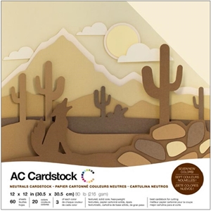 Picture of American Crafts Cardstock Pack 12"X12" - Χαρτόνι Μονόχρωμο Scrapbooking Neutrals, 60τμχ