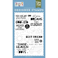 Εικόνα του Echo Park Clear Stamps Set Σετ Διαφανείς Σφραγίδες Little Dreamer Boy – Never Stop Exploring, 20τεμ