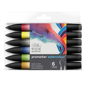 Picture of Winsor & Newton ProMarker Watercolor Marker Set - Basic Tones 6