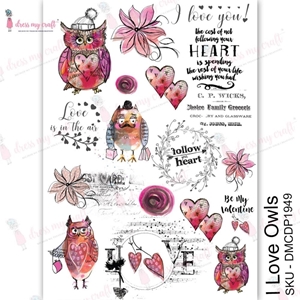 Picture of Dress My Craft Transfer Me Sheet A4 - I Love Owls