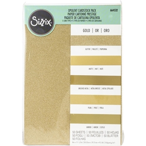 Picture of Sizzix Surfacez Opulent Cardstock Pack Πακέτο Ειδικών Χαρτιών Για Kατασκευές & Die Cutting 8" X 11.5" - Gold, 50τεμ.