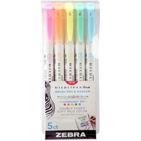 Εικόνα του Zebra Mildliner Double Ended Marker Brush Pen & Marker Σετ Μαρκαδοράκια - Fluorescent