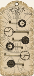 Picture of Graphic 45 Antique Brass Metal Clock Keys - Μεταλλικά Κλειδιά