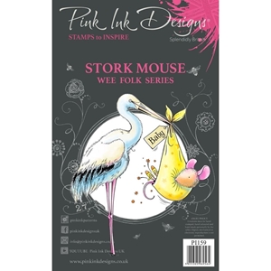 Picture of  Pink Ink Designs A6 Clear Stamp Set - Stork Mouse, Wee Folk Series