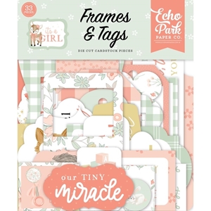 Picture of Echo Park Cardstock Ephemera - It's A Girl, Frames & Tags