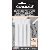 Εικόνα του General's Charcoal Sticks Ράβδοι Συμπιεσμένου Κάρβουνου - Λευκό, 4τεμ.