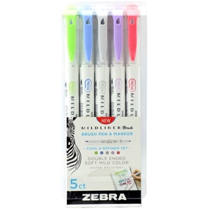 Picture of Zebra Mildliner Double Ended Marker Brush Pen & Marker Σετ Μαρκαδοράκια - Cool & Refined