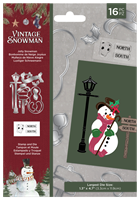 Εικόνα του Crafter's Companion Σετ με Διάφανες Σφραγίδες και Μήτρες Κοπής - Vintage Snowman, Jolly Snowman, 16 τεμ.