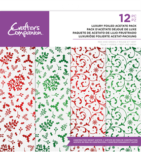 Picture of Crafter's Companion Luxury Foiled Acetate Pack 12"x12" - Red & Green