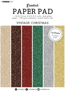 Picture of Studio Light Glitter Scrapbooking Χαρτιά Μονής Όψης - Essentials, Vintage Christmas, 24τεμ.