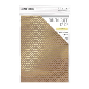 Picture of Tonic Studios Craft Perfect Kraft Cardstock με Foil Λεπτομέρειες A4 - Golden Zigzag, 5τεμ.