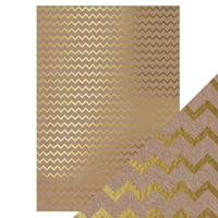 Εικόνα του Tonic Studios Craft Perfect Kraft Cardstock με Foil Λεπτομέρειες A4 - Golden Zigzag, 5τεμ.