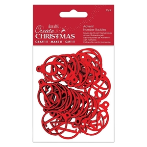 Picture of Papermania Create Christmas Ξύλινα Διακοσμητικά Στολίδια με Αριθμούς για Advent - Red, 25 τεμ.