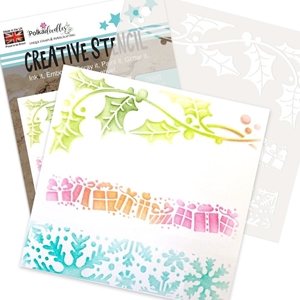 Picture of Polkadoodles Creative Stencil 6" x 6" - Christmas Holly Gift Snow 3-In-1