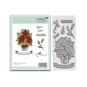 Picture of Polkadoodles Craft Clear Stamps 3" x 6" - Poinsettia Greetings, 7pcs