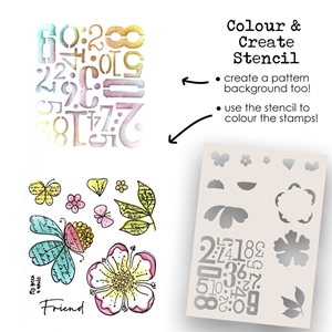 Picture of Polkadoodles Colour & Create 2-in-1 Stencil A5 -  Funky Flower Friend