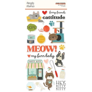 Picture of Simple Stories Foam Stickers – Pet Shoppe, Cat Collection, 47pcs