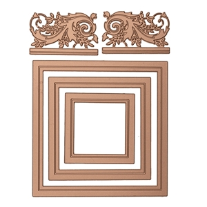 Picture of Spellbinders Glimmer Hot Foil Plate Μήτρες για Foiling - Crowned Rimmed Squares, 5τεμ.