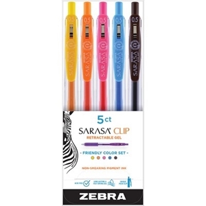 Picture of Zebra Sarasa Clip 0.5mm Fine Point Gel Ink Pens - Friendly, 5pcs