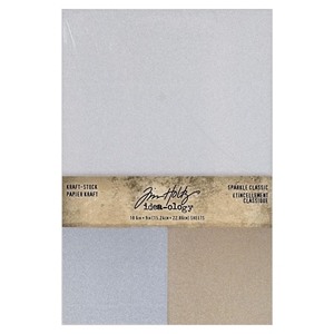 Picture of Tim Holtz Idea-Ology Kraft-Stock Stack Cardstock Pad 6"x9" - Sparkle Classic