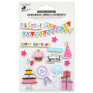 Picture of Little Birdie Special Birthday Wishes Embellishment Αυτοκόλλητα - Birthday Wishes, 14τεμ.