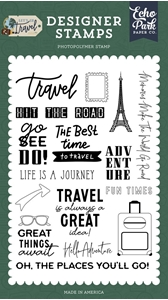 Picture of Echo Park Clear Stamps - Let's Go Travel, Hit The Road, 17pcs