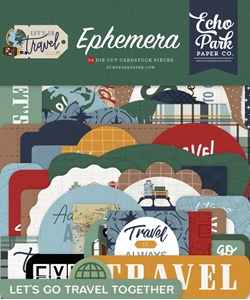 Picture of Echo Park Cardstock Ephemera - Let's Go Travel, 34pcs