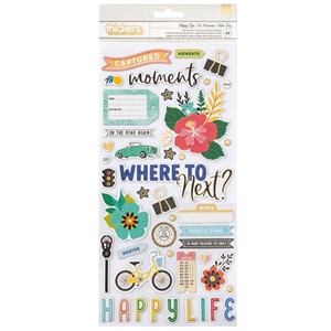 Picture of American Crafts Vicki Boutin Thickers Chipboard Αυτοκόλλητα - Where To Next?, Phrase Happy Life, 88τεμ.