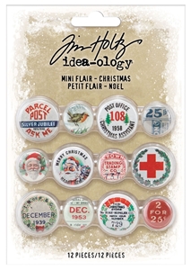 Picture of Tim Holtz Idea-Ology Quote Mini Flair Buttons - Διακοσμητικά Flair, Christmas, 12τεμ.
