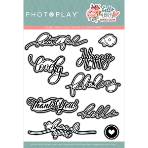 Picture of PhotoPlay Etched Metal Dies - Hello Lovely, 9pcs