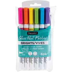 Picture of DecoArt Glass Paint Marker Multi-Pack Μαρκαδόροι για Γυαλί & Πορσελάνη - Brights, Opaque, 6τεμ.