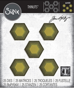 Picture of Sizzix Thinlits Dies By Tim Holtz Μήτρες Κοπής - Stacked Tiles Hexagons, 25τεμ.