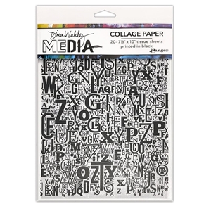 Picture of Dina Wakley Media Collage Tissue Paper - Ριζόχαρτο για Κολάζ Jumbled Letters, 20τεμ.