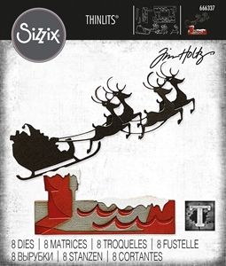 Picture of Sizzix Thinlits Dies By Tim Holtz Μήτρες Κοπής - Christmas, Reindeer Sleigh, 8τεμ.