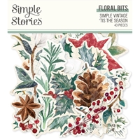 Εικόνα του Simple Stories Διακοσμητικά Εφήμερα - Simple Vintage Tis The Season, Floral Bits, 43τεμ.