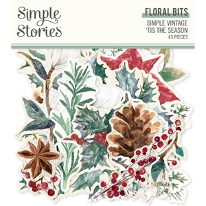 Picture of Simple Stories Ephemera - Simple Vintage Tis The Season, Floral Bits, 43pcs
