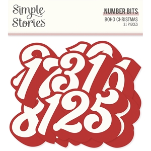 Picture of Simple Stories Ephemera Bits & Pieces - Boho Christmas, Number Bits, 31pcs